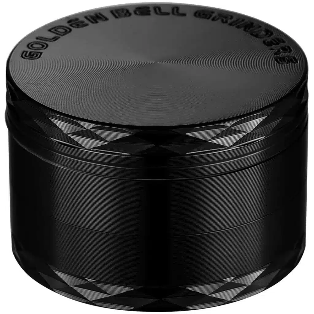 LIHAO 2”(5cm) Grinder Moulin à Herbes Épices en Zinc Alliage en 4 pièces avec Décorations en Forme de Losanges - Noir